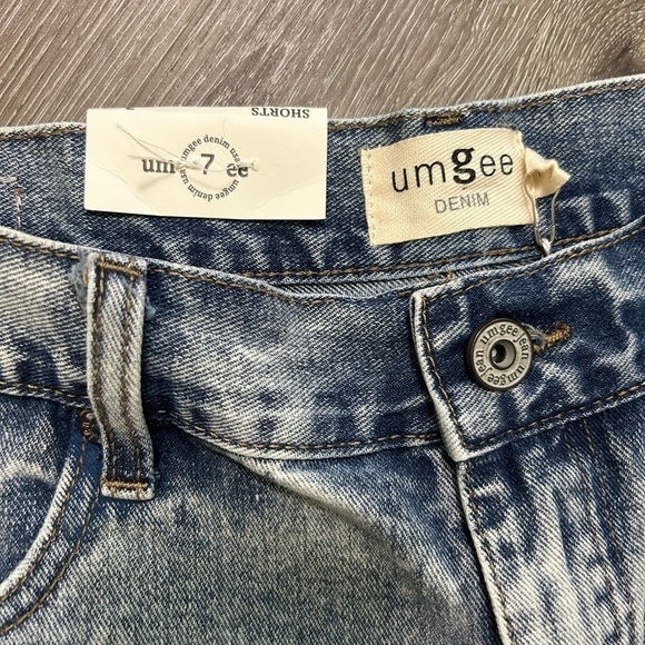 NWT Umgee Star Print High Waisted Denim Shorts Distressed Fray Acid Wash Size 7 - Picture 7 of 12